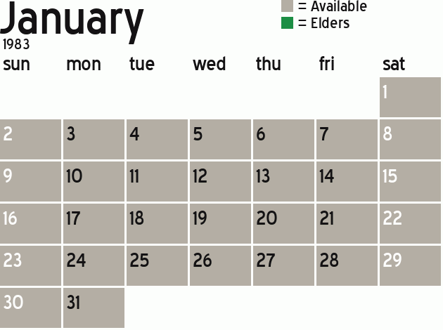 Missionary Dinner Calendar
