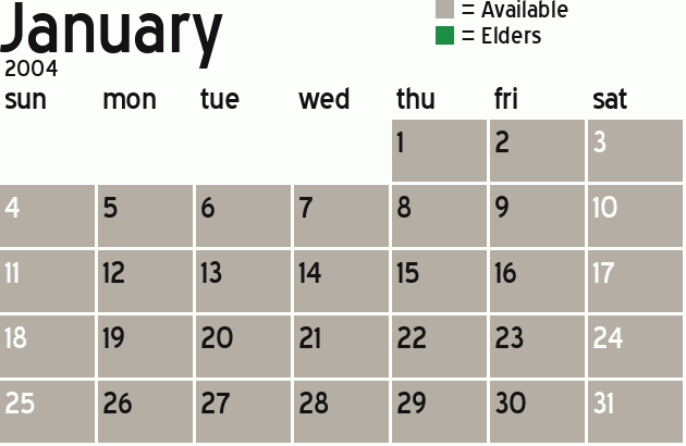 Missionary Dinner Calendar