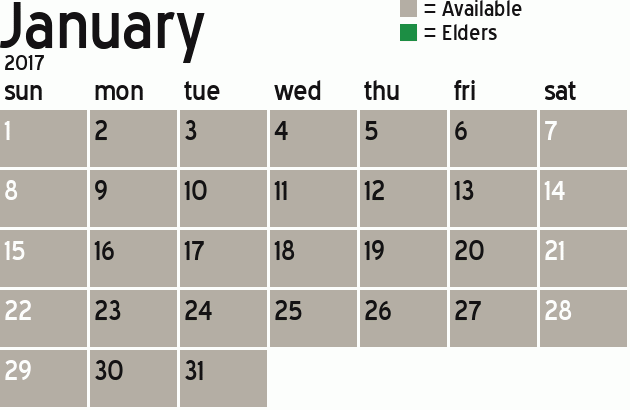 Missionary Dinner Calendar