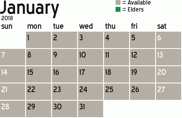 Missionary Dinner Calendar