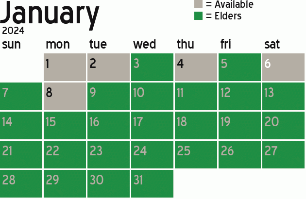 Missionary Dinner Calendar