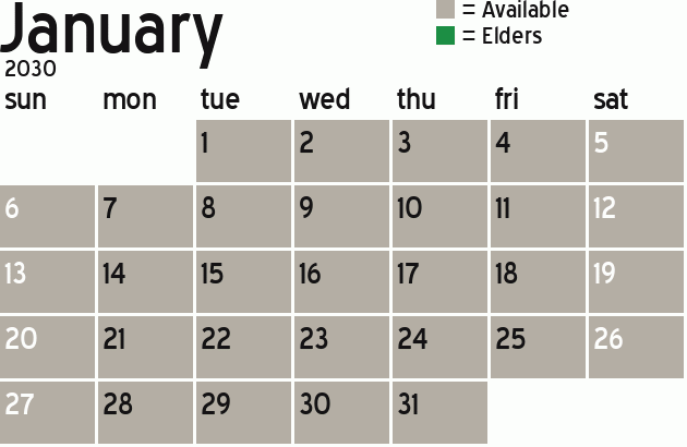 Missionary Dinner Calendar