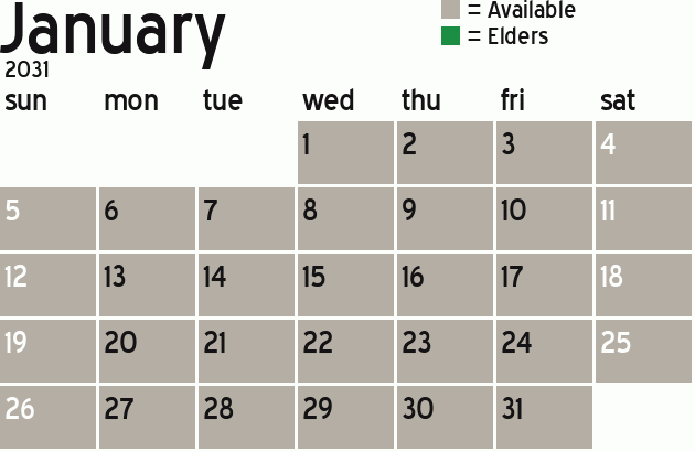 Missionary Dinner Calendar