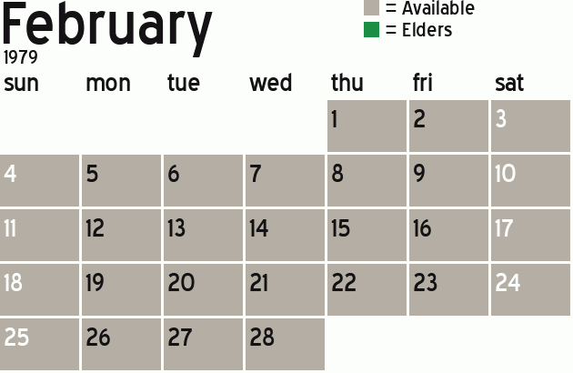 Missionary Dinner Calendar