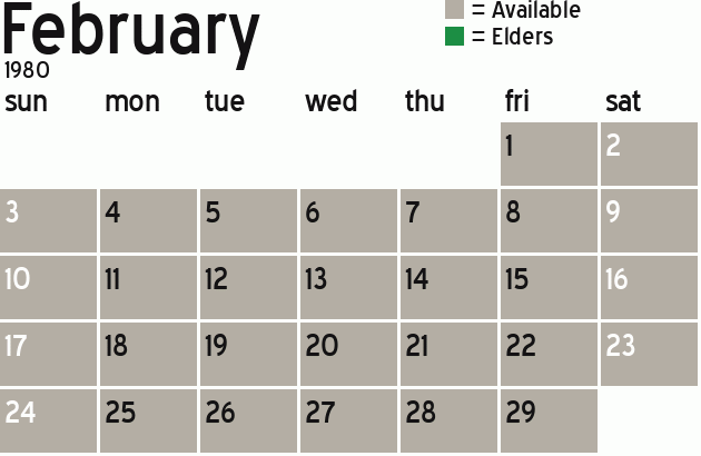 Missionary Dinner Calendar