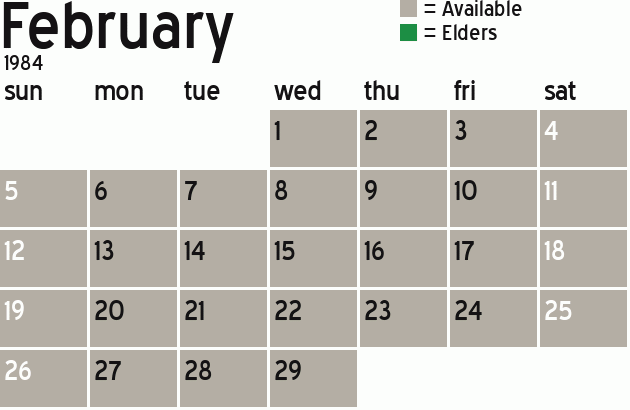 Missionary Dinner Calendar