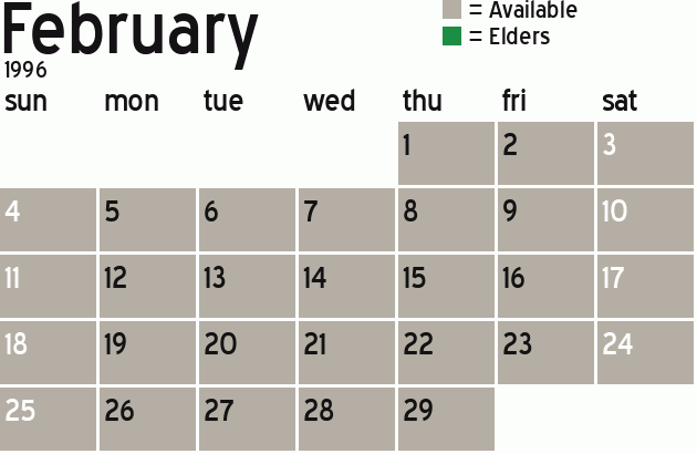 Missionary Dinner Calendar