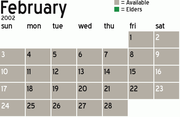Missionary Dinner Calendar