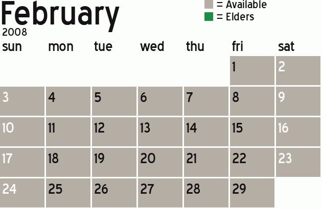 Missionary Dinner Calendar