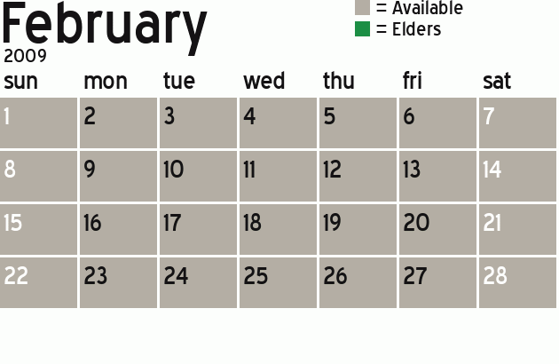 Missionary Dinner Calendar