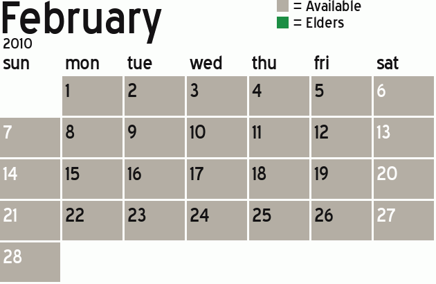 Missionary Dinner Calendar