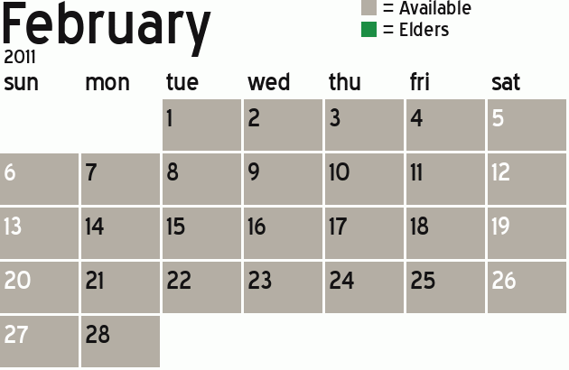 Missionary Dinner Calendar
