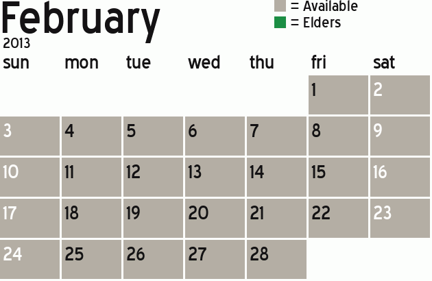 Missionary Dinner Calendar