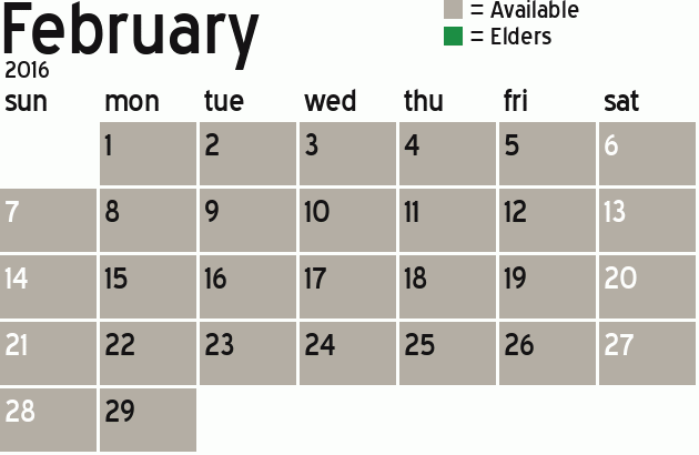 Missionary Dinner Calendar