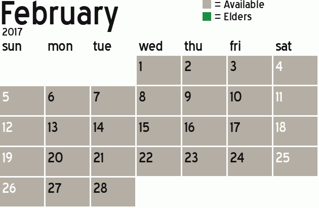 Missionary Dinner Calendar