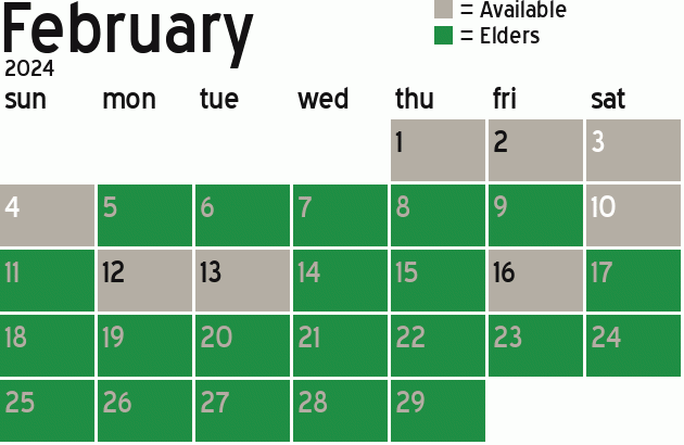 Missionary Dinner Calendar