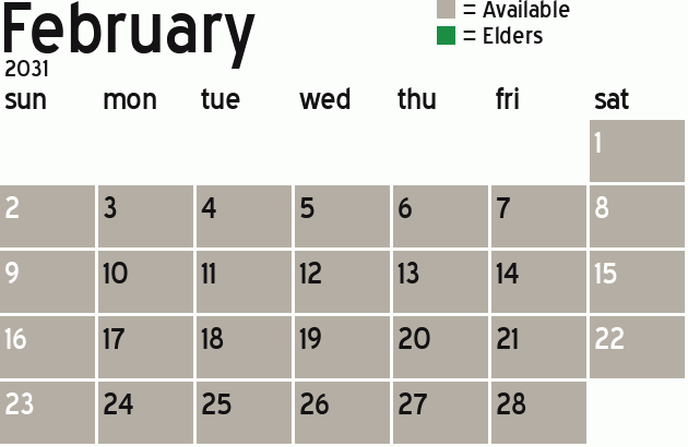 Missionary Dinner Calendar