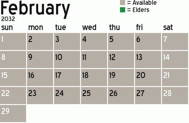 Missionary Dinner Calendar