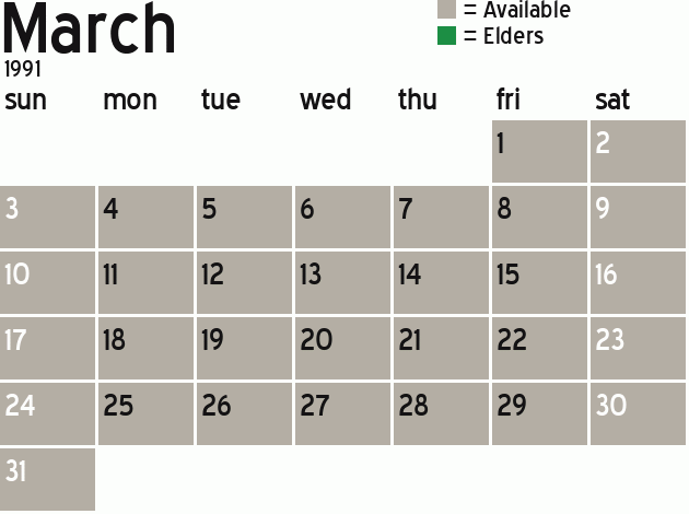 Missionary Dinner Calendar