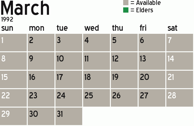 Missionary Dinner Calendar