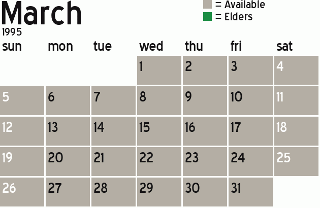 Missionary Dinner Calendar