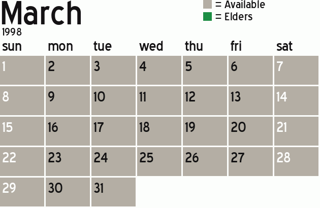 Missionary Dinner Calendar