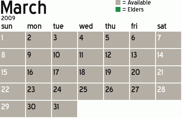 Missionary Dinner Calendar