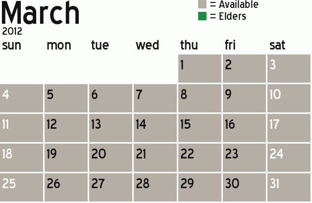 Missionary Dinner Calendar