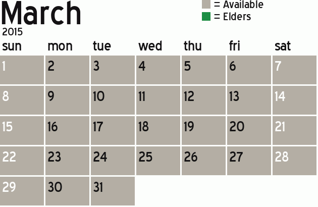 Missionary Dinner Calendar