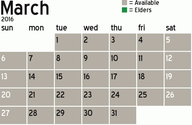 Missionary Dinner Calendar