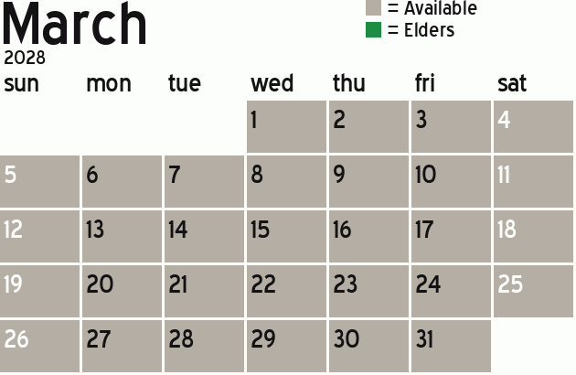 Missionary Dinner Calendar