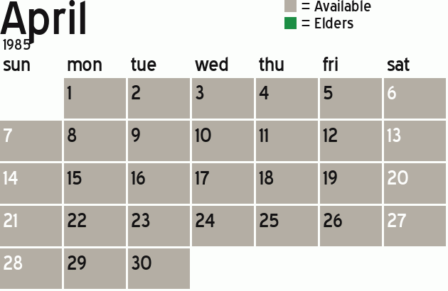 Missionary Dinner Calendar