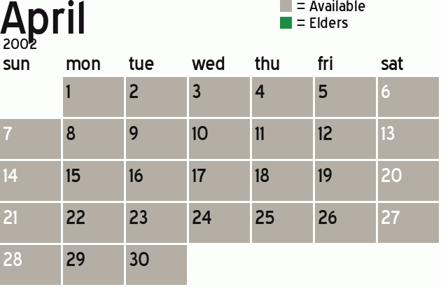 Missionary Dinner Calendar