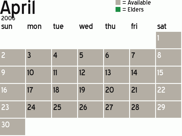 Missionary Dinner Calendar
