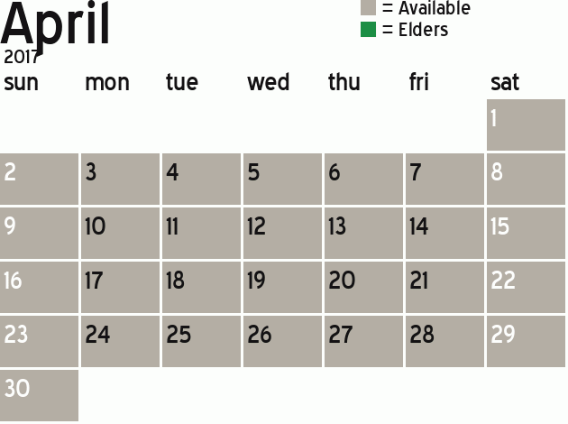 Missionary Dinner Calendar