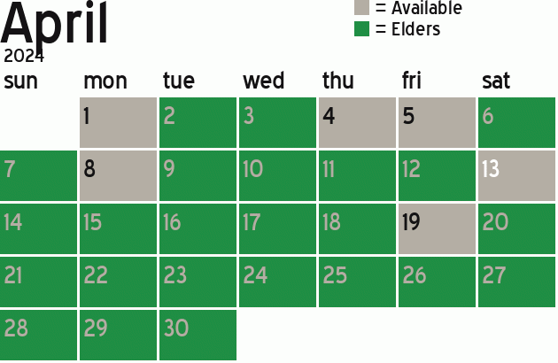 Missionary Dinner Calendar