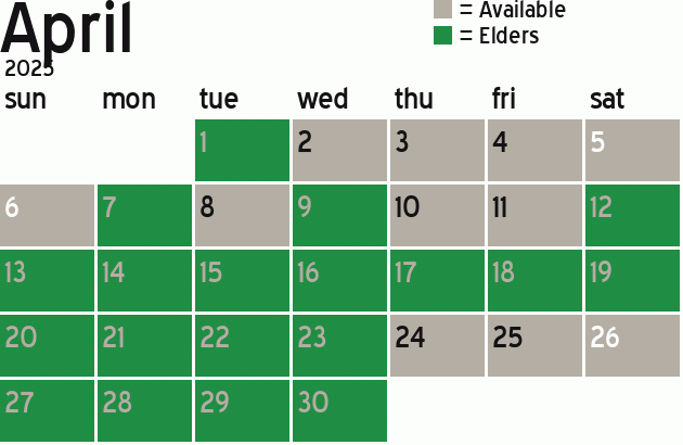 Missionary Dinner Calendar