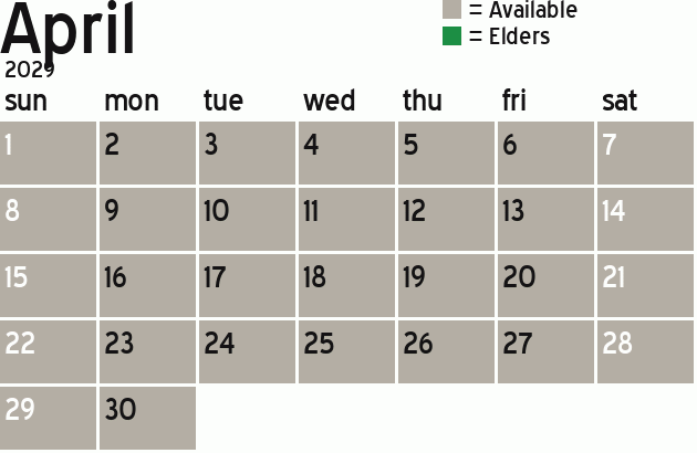 Missionary Dinner Calendar