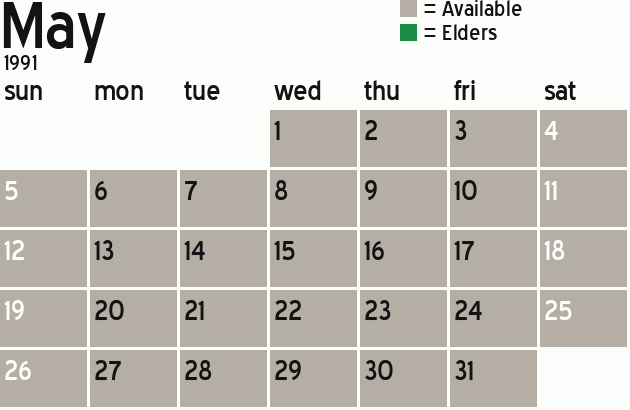 Missionary Dinner Calendar