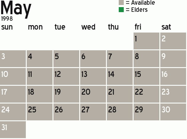 Missionary Dinner Calendar