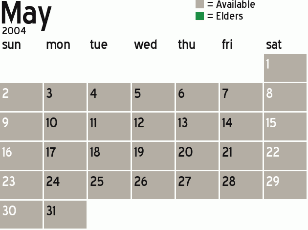 Missionary Dinner Calendar