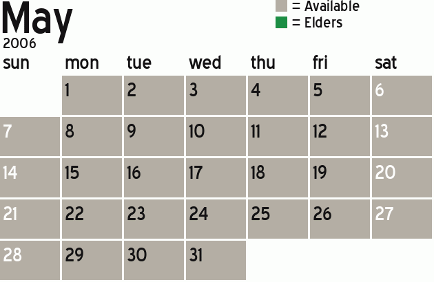 Missionary Dinner Calendar