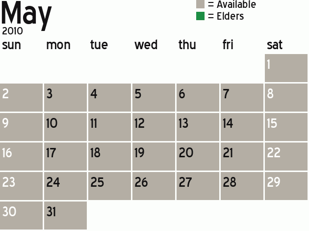 Missionary Dinner Calendar
