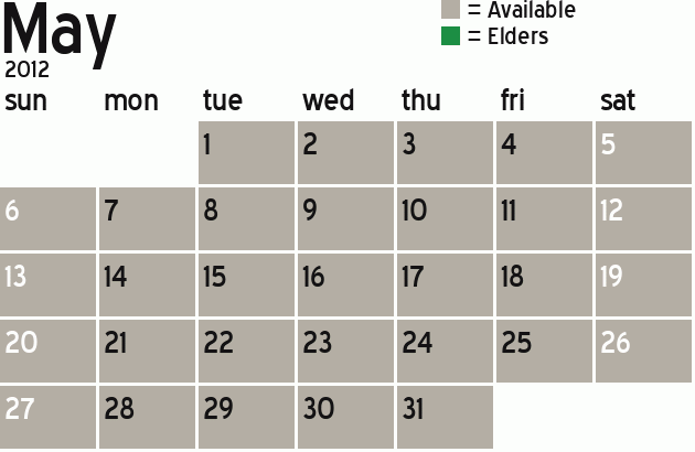 Missionary Dinner Calendar