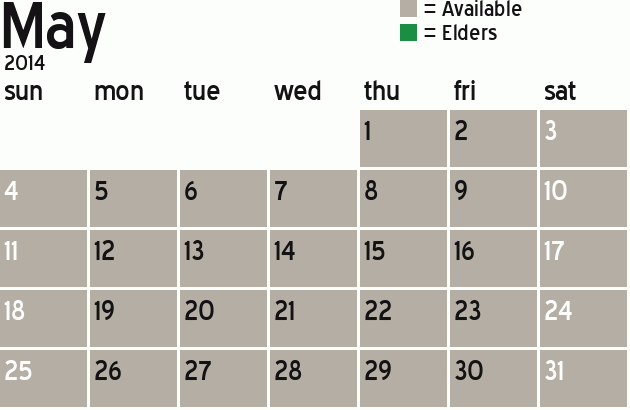 Missionary Dinner Calendar
