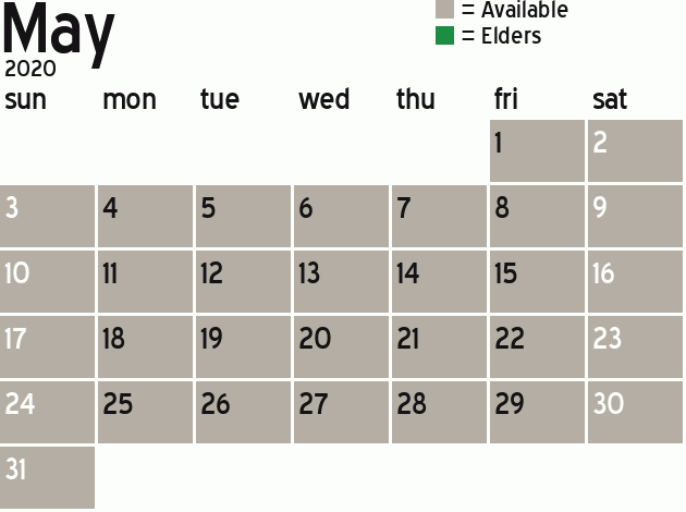 Missionary Dinner Calendar