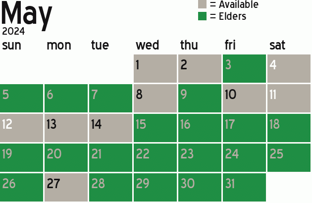 Missionary Dinner Calendar
