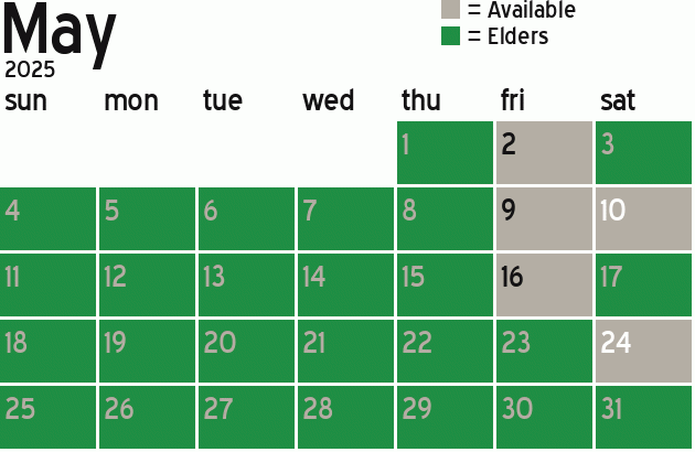 Missionary Dinner Calendar