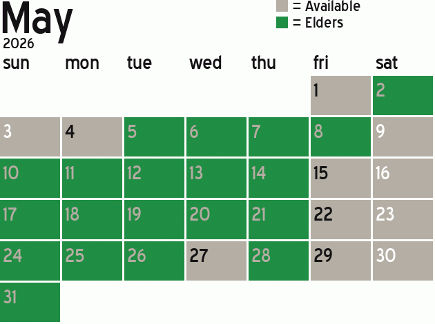 Missionary Dinner Calendar