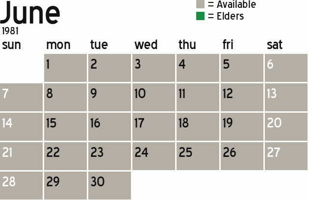 Missionary Dinner Calendar